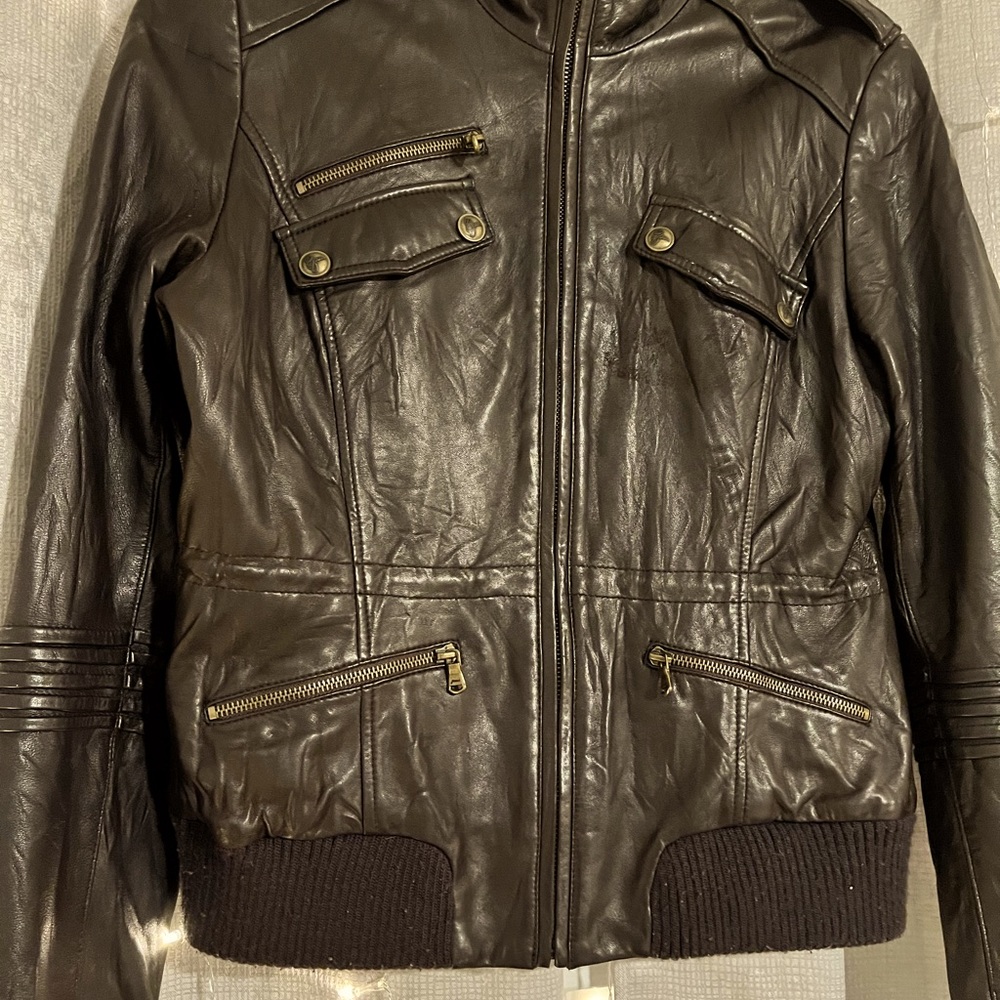 Guess Brown Leather Jacket